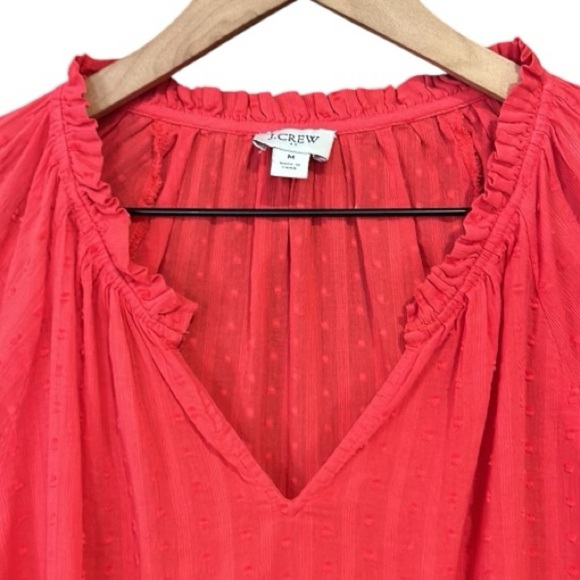J. Crew Novelty Artist Top Swiss Dot Ruffle Red Geranium Size Medium - Picture 7 of 12